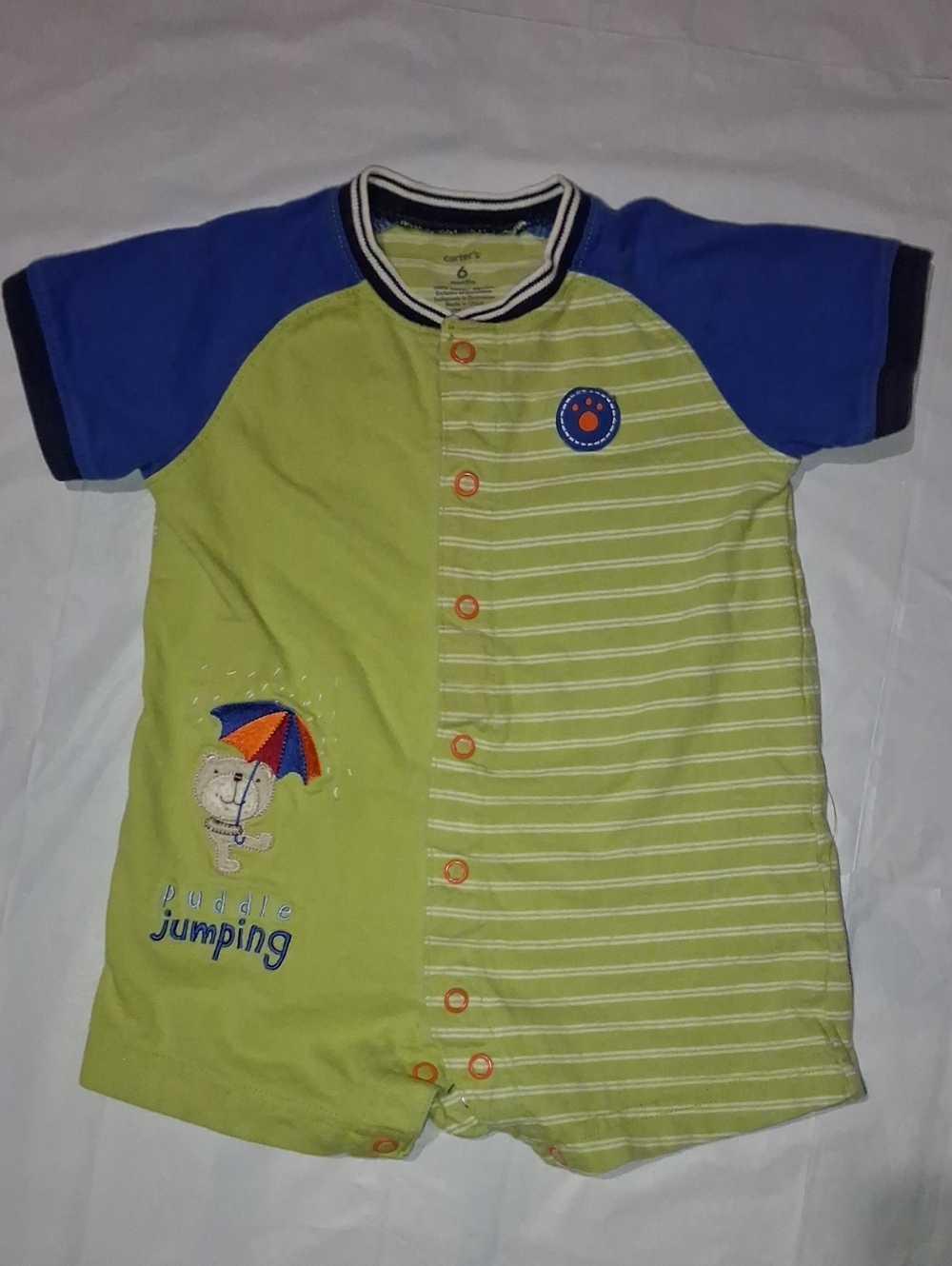 Carter's Lime Green & Blue Short-Sleeve Baby Romper